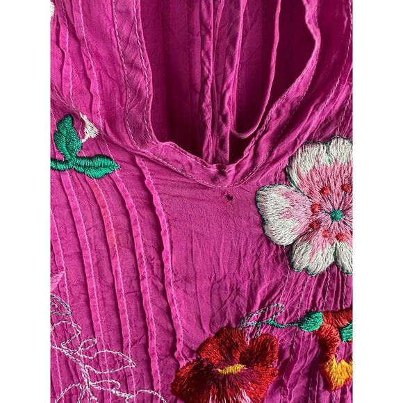 *Damaged* Johnny Was Floral Embroidered Molly Pleated Tunic Plus Size 1X HW6561 - Picture 13 of 14